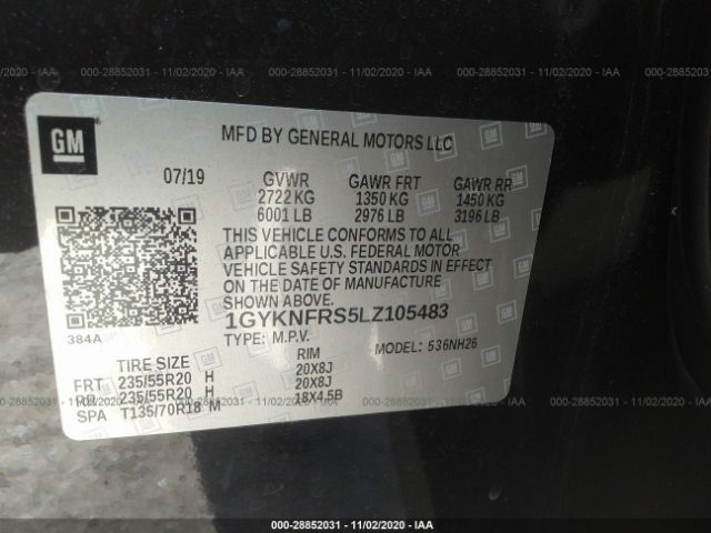 Cadillac XT5 2020 аукцион фото