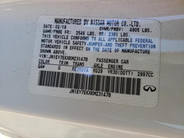 3PCAJ5M18KF125009 - Infiniti QX50 2019