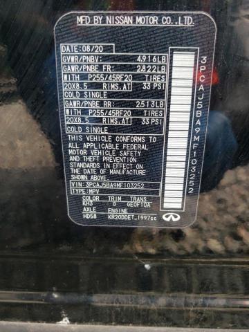 3PCAJ5BA9MF126613 - Infiniti QX50 2021