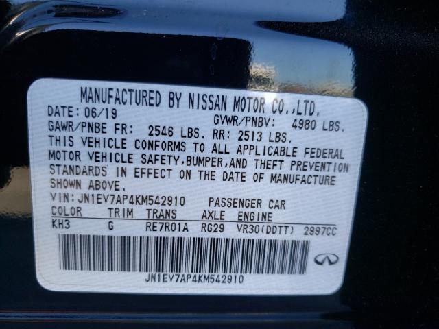 3PCAJ5M36KF134292 - Infiniti QX50 2019