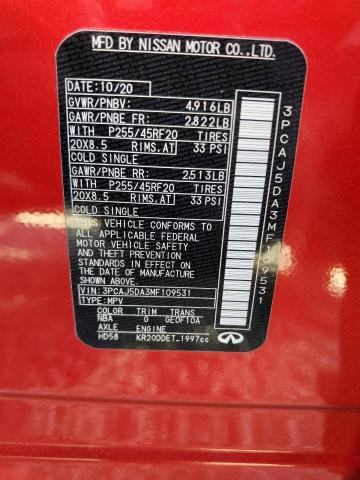 3PCAJ5M38LF112568 - Infiniti QX50 2020