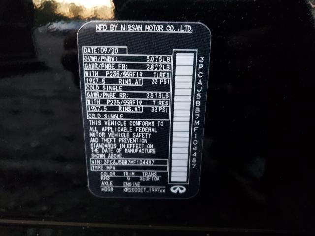 3PCAJ5BA5MF100459 - Infiniti QX50 2021